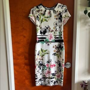 Danny & Nicole Black and White Floral Midi Dress